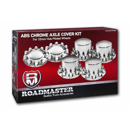 Roadmaster Chrome Front and Rear ABS Axle Kit. Steel or aluminum wheel. 10 Lug, 33mm 217-344P